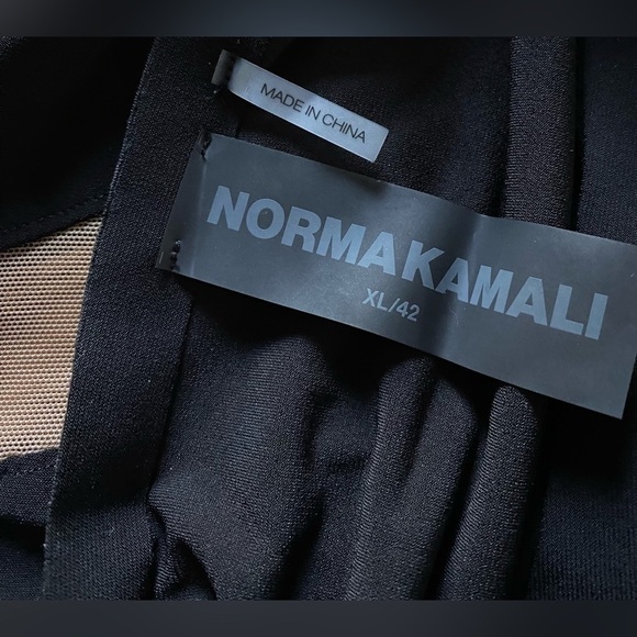 NEW w/TAGS NORMA KAMALI Snake Dress Black & Tan Sheer BodyCon Women's Size XL - Picture 3 of 11